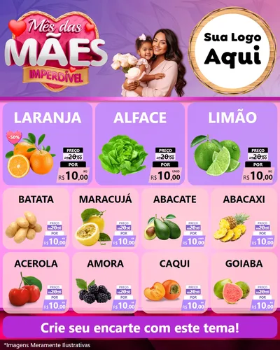 Modelo de Rede Social para Feed Instagram com o tema Mês das Mães Imperdível para Hortifrúti