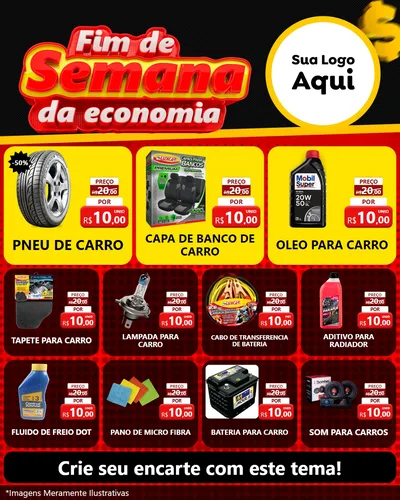 Modelo de Rede Social para Feed Instagram com o tema Fim de Semana da Economia para Auto peças