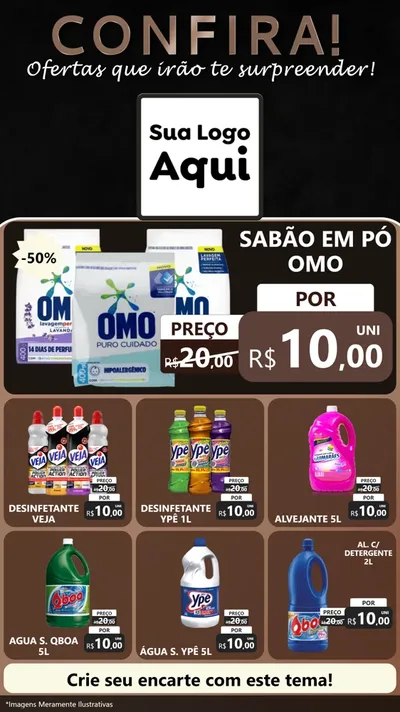 Modelo de Rede Social para Stories com o tema Confira! Ofertas que irão te surpreender! para Produtos de Limpeza
