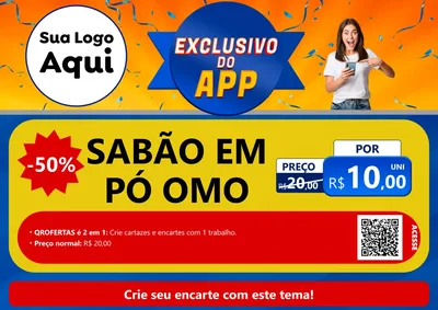 Modelo de Cartaz para Cartaz A4 Horizontal com o tema Exclusivo do Aplicativo para Produtos de Limpeza