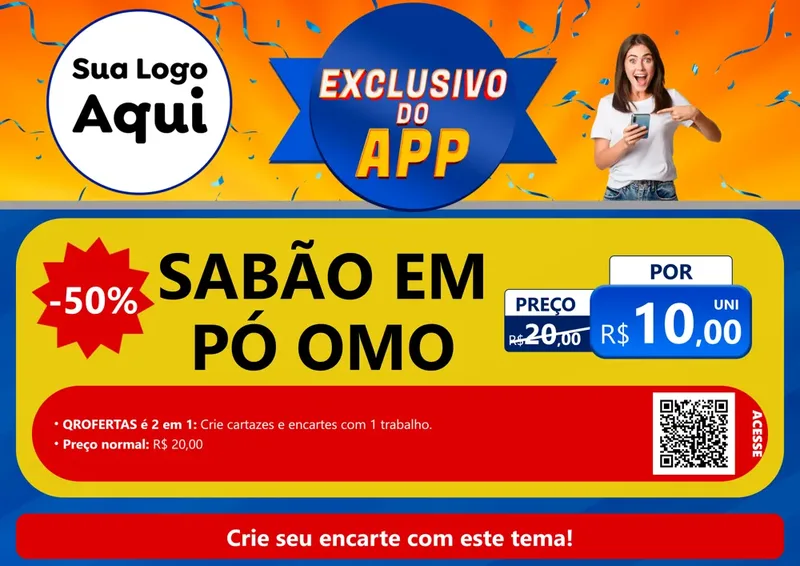 Modelo de Cartaz para Cartaz A4 Horizontal com o tema Exclusivo do Aplicativo para Produtos de Limpeza