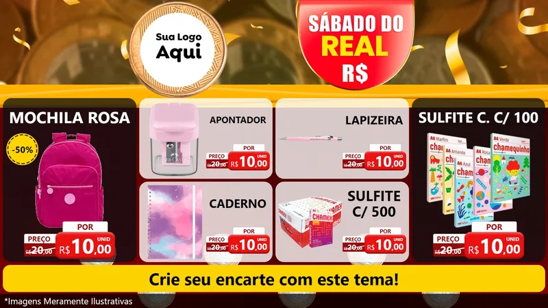 Modelo de TV para TV Horizontal com o tema Sábado do Real para Papelaria