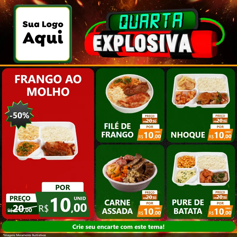 Modelo de Rede Social para Feed Facebook com o tema Quarta Explosiva para Restaurante