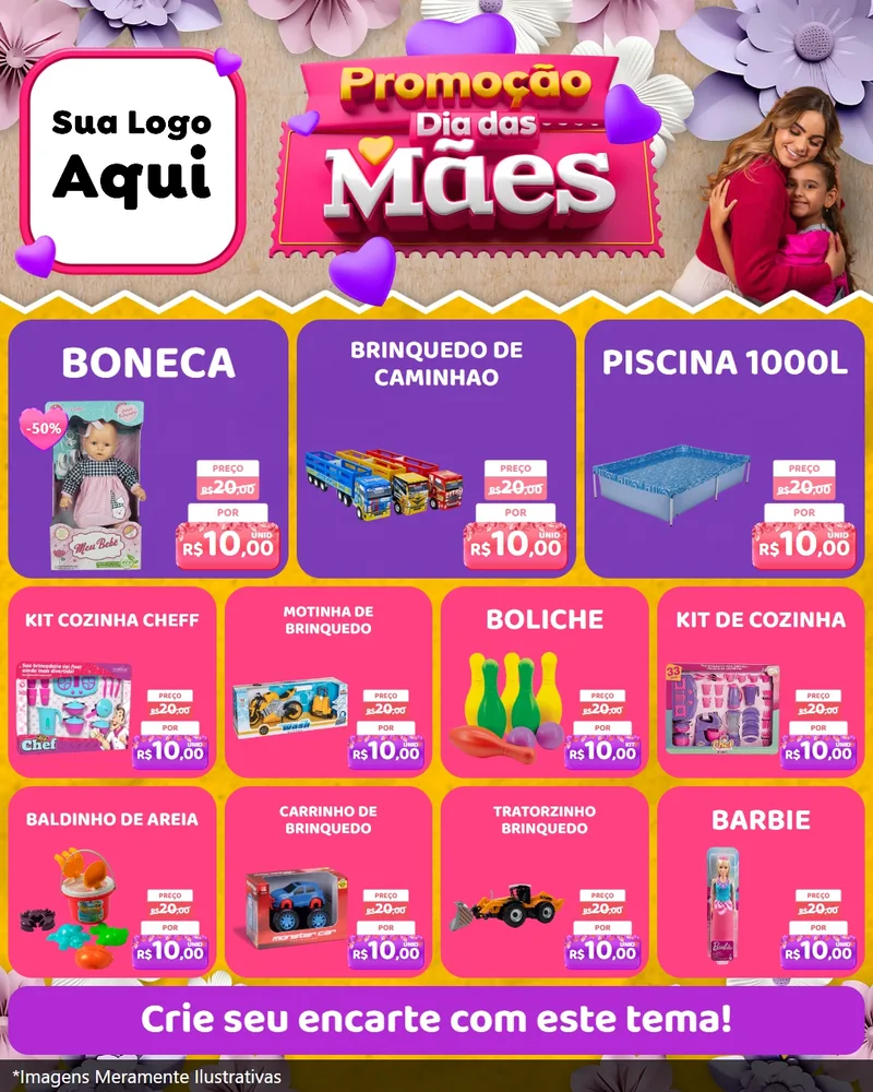 Modelo de Rede Social para Feed Instagram com o tema Promoção Dia das Mães para Brinquedos