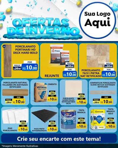 Modelo de Rede Social para Feed Instagram com o tema Ofertas de Inverno para Pisos e revestimentos