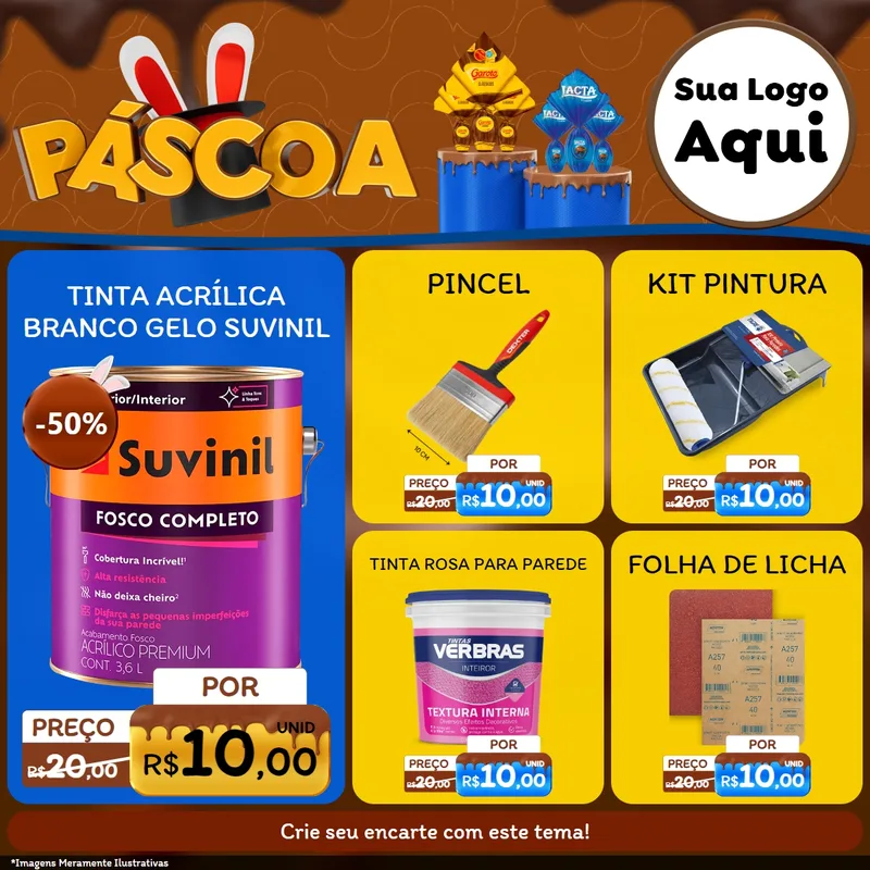 Modelo de Rede Social para Feed Facebook com o tema Páscoa para Tintas e Ferramentas