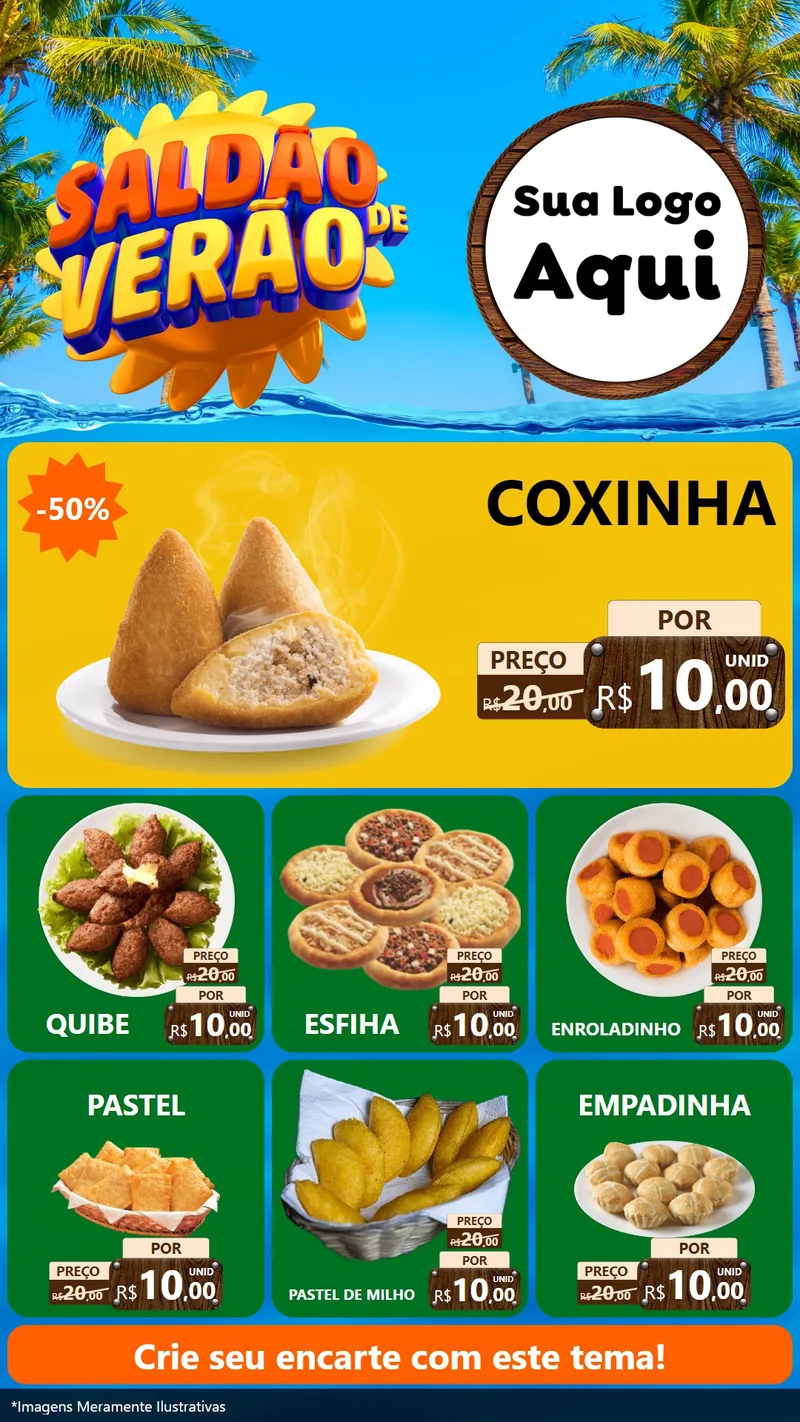 Modelo de Rede Social para Stories com o tema Saldão de Verão para Salgadaria