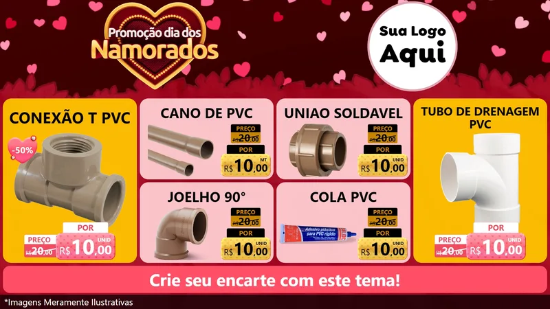 Modelo de TV para TV Horizontal com o tema Promoção Dia Dos Namorados para Tubos e conexões