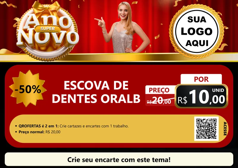 Modelo de Cartaz para Cartaz A4 Horizontal com o tema Super Ano Novo para Higiene Pessoal