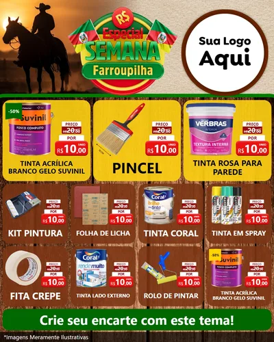Modelo de Rede Social para Feed Instagram com o tema Especial Semana Farroupilha para Tintas e Ferramentas