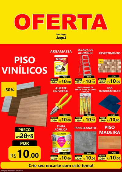 Modelo de Encarte para Encarte A4 Vertical com o tema OFERTA - Vermelho Cartaz para Material para Construção