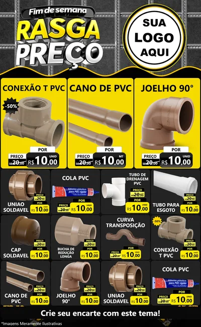 Modelo de Encarte para Encarte Grande com o tema Fim de Semana Rasga Preço para Tubos e conexões
