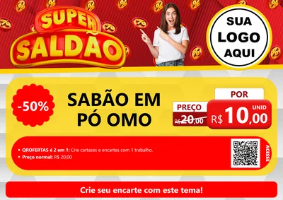 Modelo de Cartaz para Cartaz A4 Horizontal com o tema Super Saldão para Produtos de Limpeza