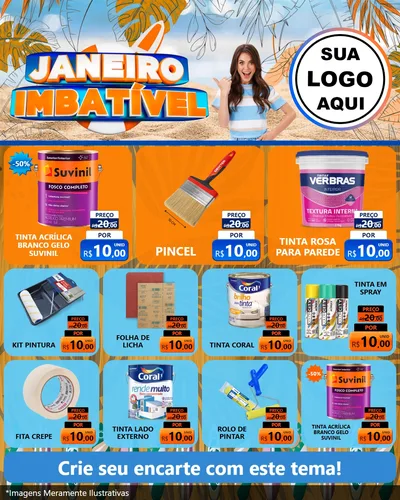 Modelo de Rede Social para Feed Instagram com o tema Janeiro Imbatível para Tintas e Ferramentas