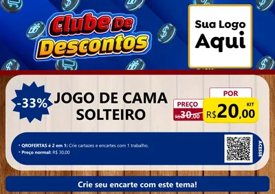 Modelo de Cartaz para Cartaz A4 Horizontal com o tema Clube de Descontos para Cama, Mesa e Banho