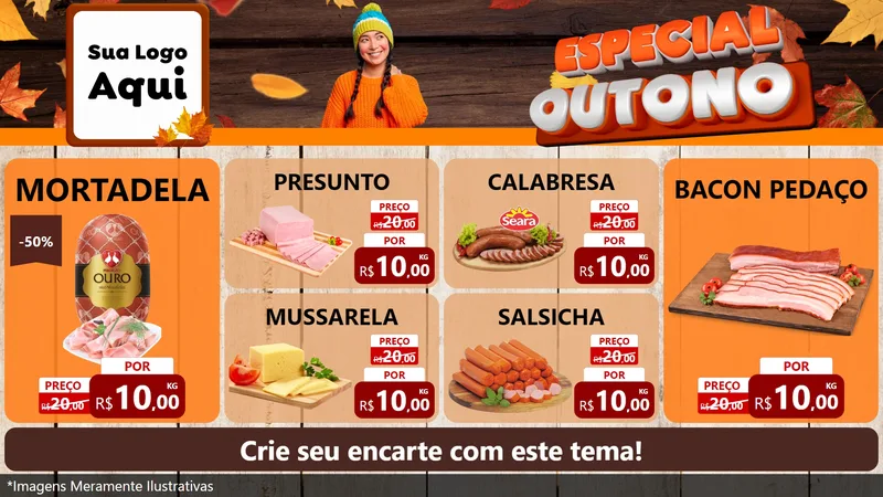 Modelo de TV para TV Horizontal com o tema Especial Outono para Frios e Laticínios