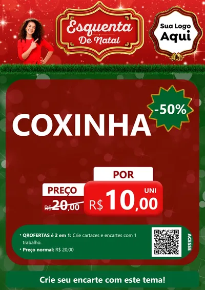 Modelo de Cartaz para Cartaz A4 Vertical com o tema Esquenta de Natal para Salgadaria