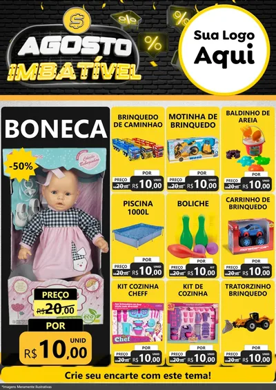 Modelo de Encarte para Encarte A4 Vertical com o tema Agosto Imbatível para Brinquedos