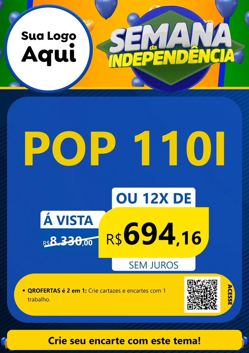 Modelo de Cartaz para Cartaz A4 Vertical com o tema Semana da Independência para Concessionaria de Motos