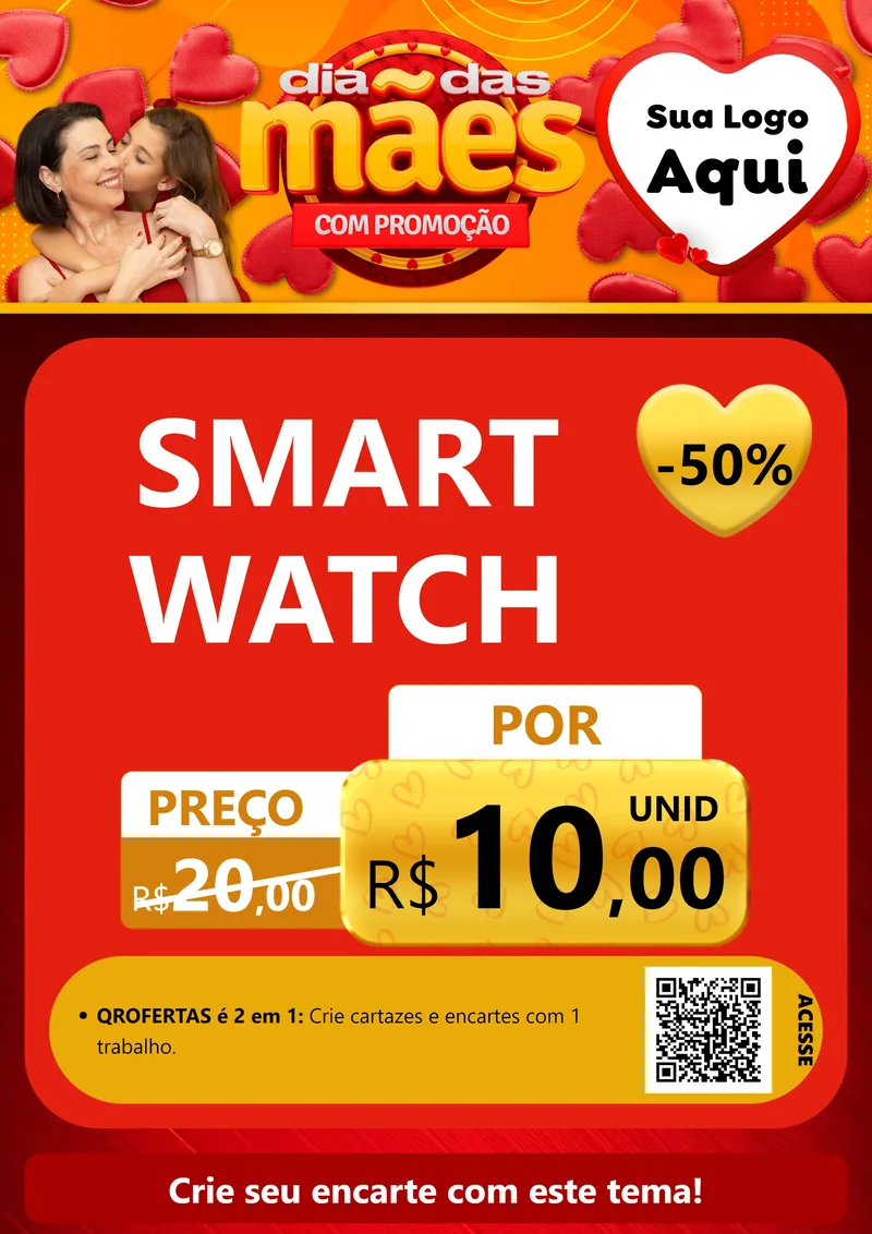 Modelo de Cartaz para Cartaz A4 Vertical com o tema Dia das Mães com Promoção para Informática