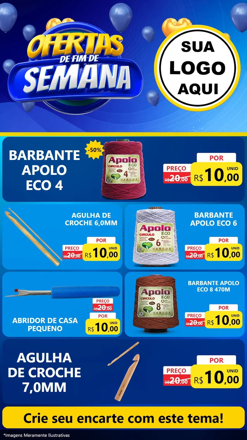 Modelo de TV para TV Vertical com o tema Ofertas de Fim de Semana para Armarinho e Aviamentos