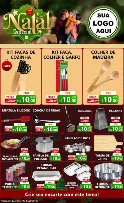 Modelo de Encarte para Encarte Grande com o tema Natal Especial para Utilidades Domésticas