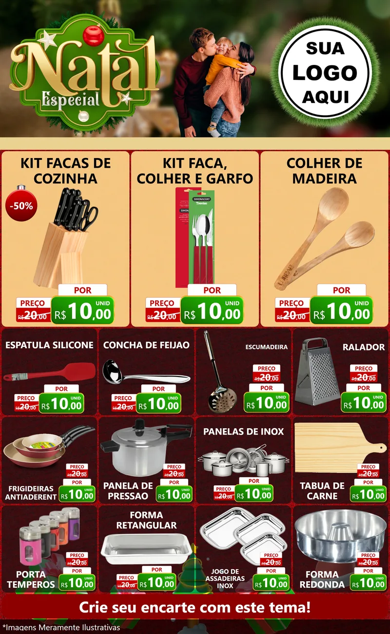 Modelo de Encarte para Encarte Grande com o tema Natal Especial para Utilidades Domésticas