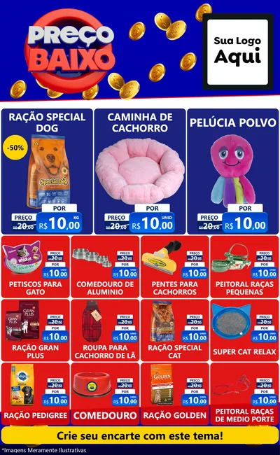 Modelo de Encarte para Encarte Grande com o tema Preço Baixo para Pet Shop