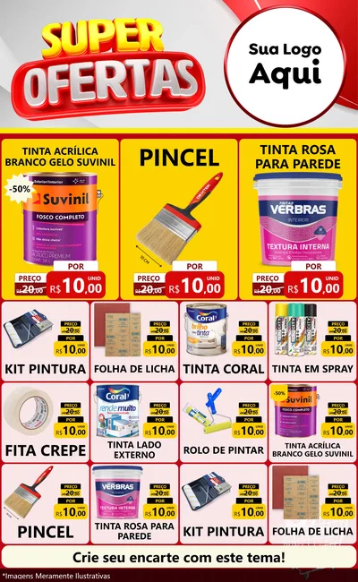 Modelo de Encarte para Encarte Grande com o tema Super Ofertas para Tintas e Ferramentas