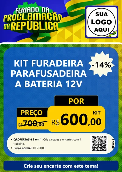 Modelo de Cartaz para Cartaz A4 Vertical com o tema Feriado da Proclamação da República para Maquinas e Ferramentas