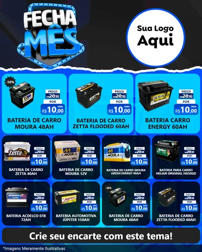 Modelo de Rede Social para Feed Instagram com o tema Fecha Mês para Baterias Elétricas