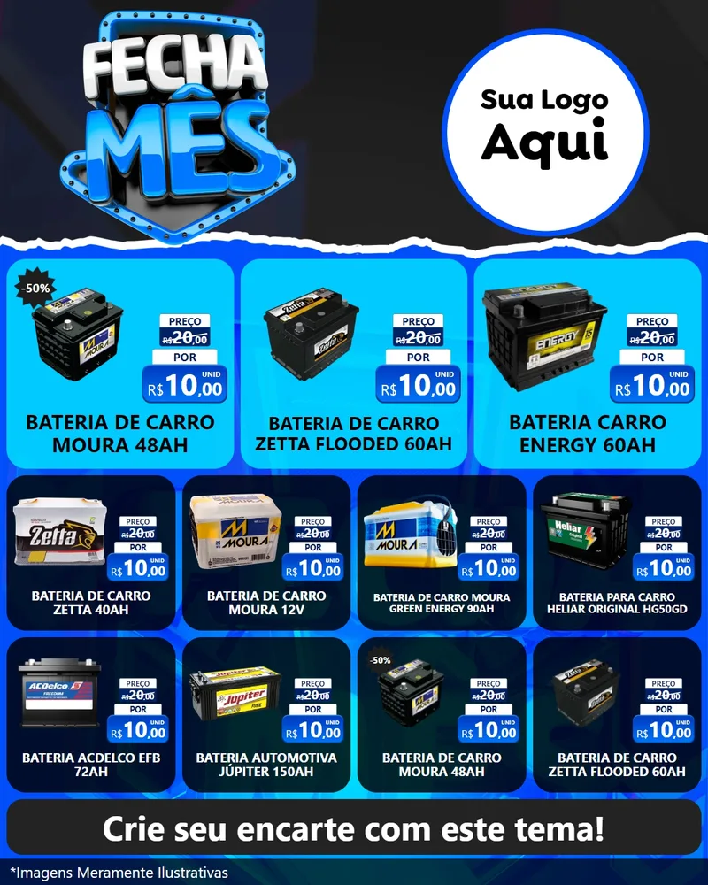 Modelo de Rede Social para Feed Instagram com o tema Fecha Mês para Baterias Elétricas