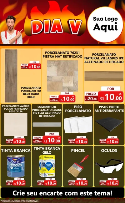 Modelo de Encarte para Encarte Grande com o tema Dia V para Pisos e revestimentos