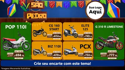 Modelo de TV para TV Horizontal com o tema São Pedro para Concessionaria de Motos