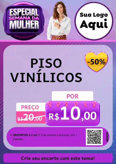 Modelo de Cartaz para Cartaz A4 Vertical com o tema Especial Semana da Mulher para Material para Construção