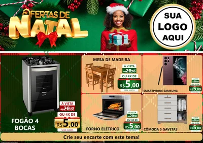 Modelo de Encarte para Encarte A4 Horizontal com o tema Ofertas de Natal para Móveis e Eletro
