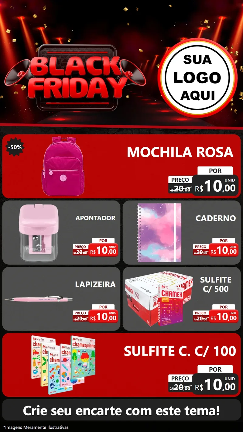Modelo de TV para TV Vertical com o tema Black Friday para Papelaria