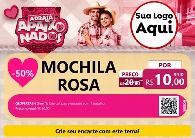 Modelo de Cartaz para Cartaz A4 Horizontal com o tema Arraiá dos Apaixonados - Junina para Papelaria