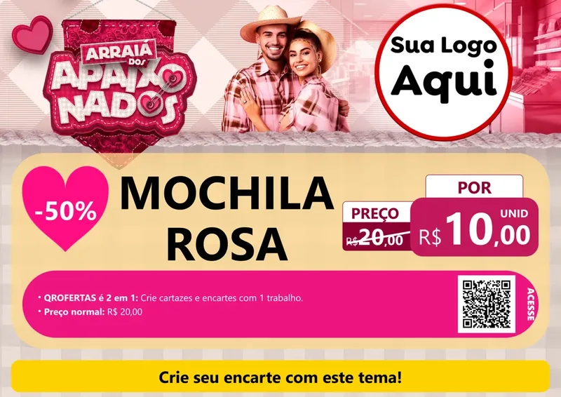 Modelo de Cartaz para Cartaz A4 Horizontal com o tema Arraiá dos Apaixonados - Junina para Papelaria