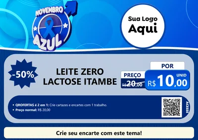 Modelo de Cartaz para Cartaz A4 Horizontal com o tema Novembro Azul para Frios e Laticínios