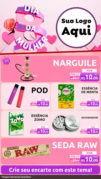 Modelo de TV para TV Vertical com o tema Dia da Mulher para Tabacaria