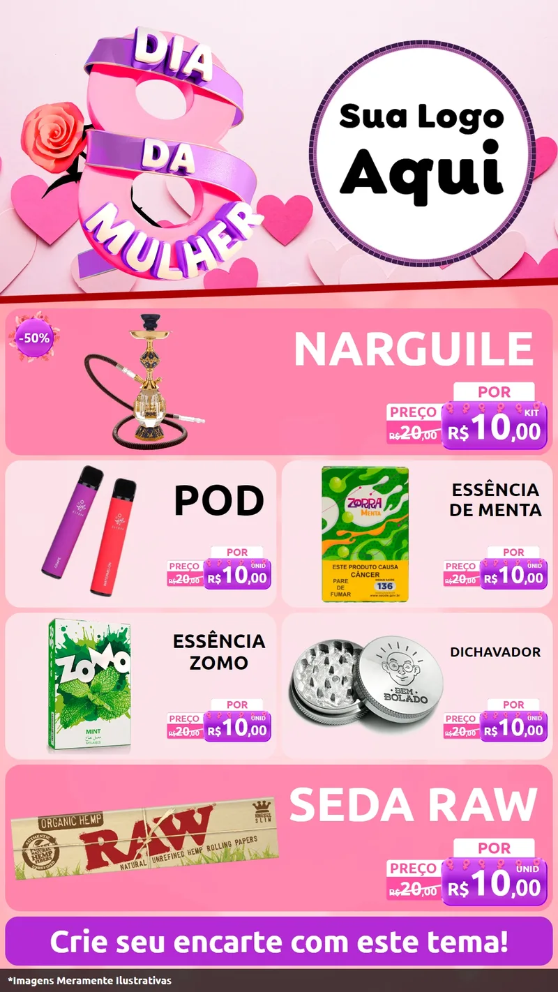 Modelo de TV para TV Vertical com o tema Dia da Mulher para Tabacaria