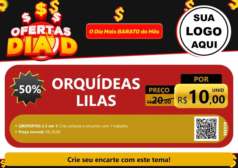 Modelo de Cartaz para Cartaz A4 Horizontal com o tema Ofertas Dia D para Floricultura e jardim