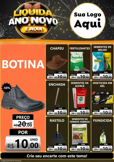 Modelo de Encarte para Encarte A4 Vertical com o tema Liquida Ano Novo É Aqui! para Agropecuária