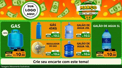 Modelo de TV para TV Horizontal com o tema Comece Março Economizando para Água e gás