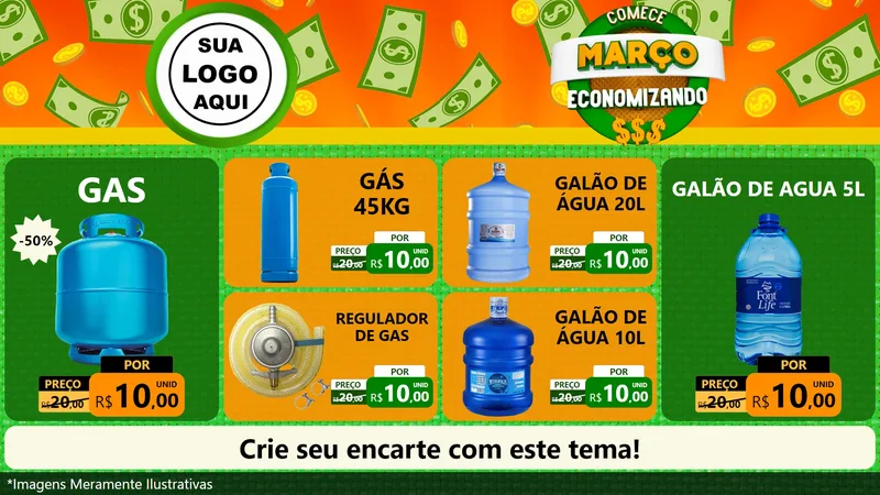 Modelo de TV para TV Horizontal com o tema Comece Março Economizando para Água e gás