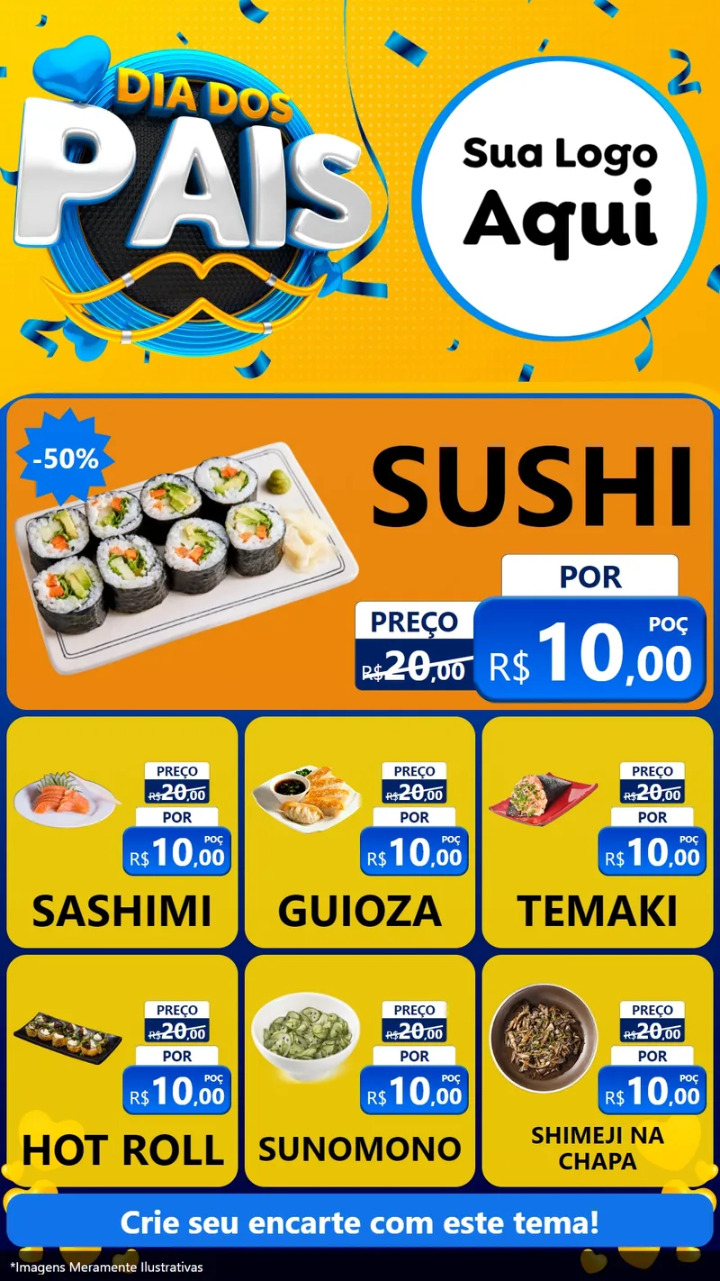 Modelo de Rede Social para Stories com o tema Dia dos Pais para Comida japonesa