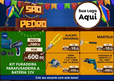 Modelo de Encarte para Encarte A4 Horizontal com o tema São Pedro para Maquinas e Ferramentas