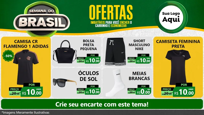 Modelo de TV para TV Horizontal com o tema Semana do Brasil para Roupas e acessórios