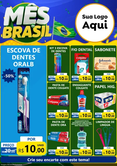 Modelo de Encarte para Encarte A4 Vertical com o tema Mês do Brasil para Higiene Pessoal